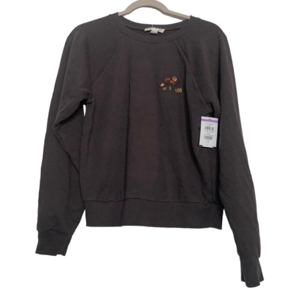 Treasure & Bond Brown Floral Embroidered Crewneck Sweatshirt M NWT